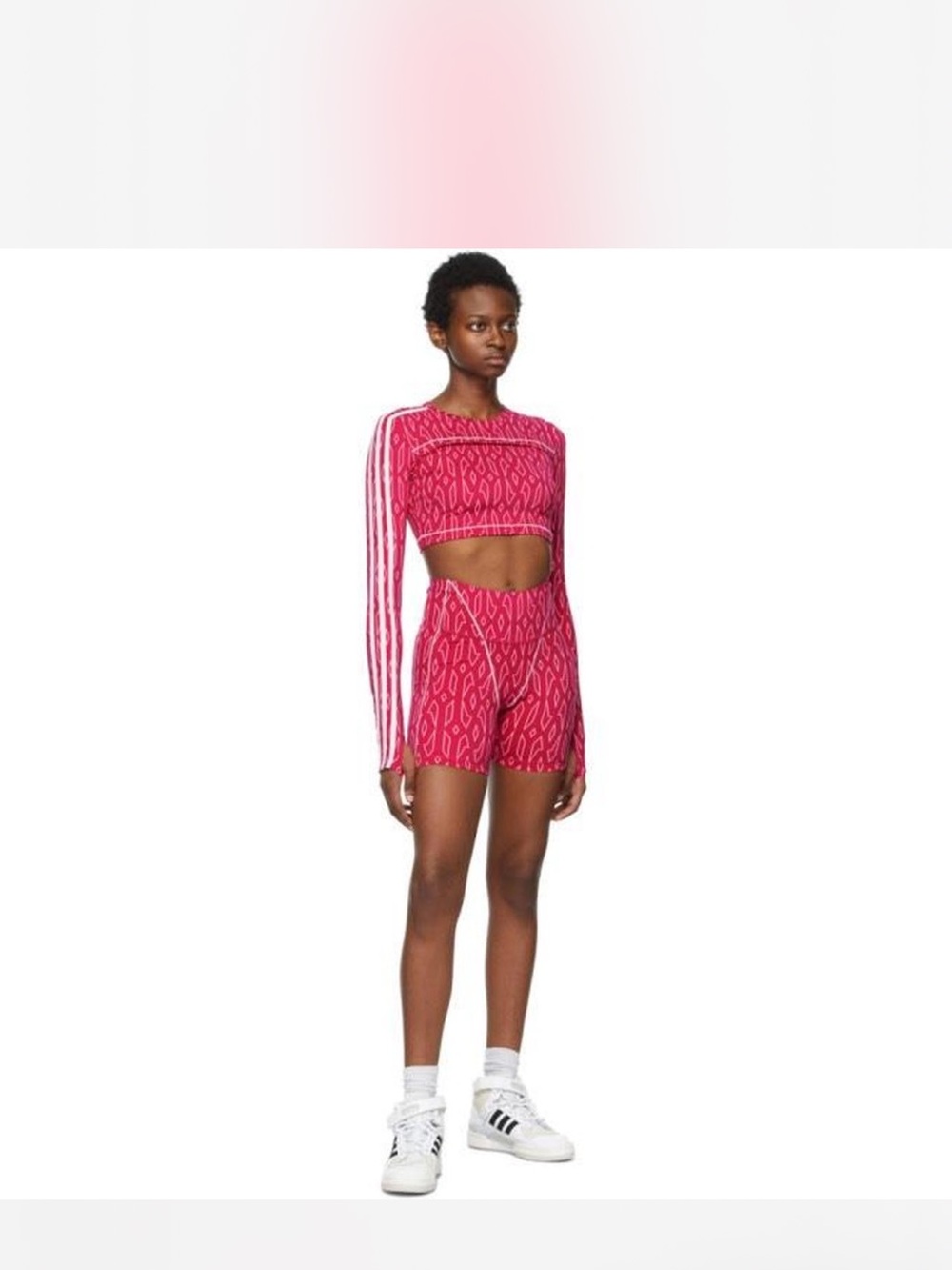 Adidas × IVY PARK Pink Monogram Cycling Shorts Hot Pink Geometric Bike Shorts
